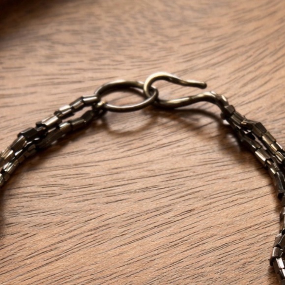 Artisan Beaded Statement Necklace Dark Pendant Boho Vintage - Picture 4 of 5